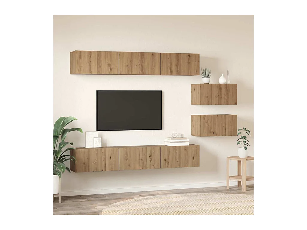 Ensemble meuble TV 8 pièces chêne artisanal 60 x 30 x 30 cm