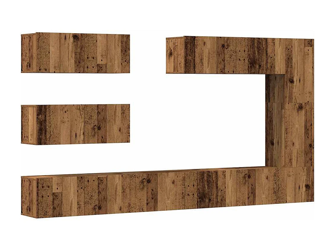 Ensemble de meuble TV mural 7 pièces vieux bois bois d'ingénierie
