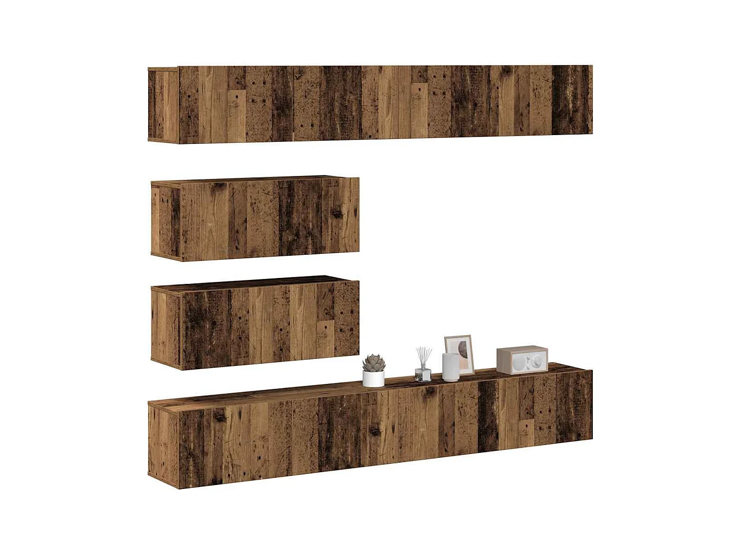 Ensemble de meuble TV mural 6 pièces vieux bois bois d'ingénierie