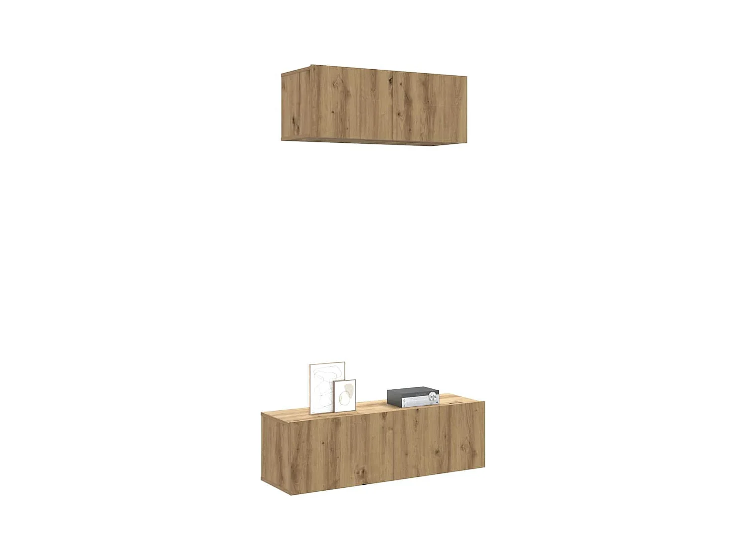 Mueble para TV de pared madera contrachapada artesanal 2 piezas