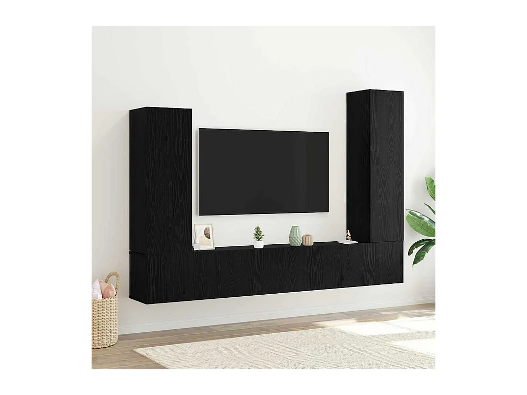 Ensemble meuble TV 4 pièces Chêne noir 30.5 x 30 x 110 cm