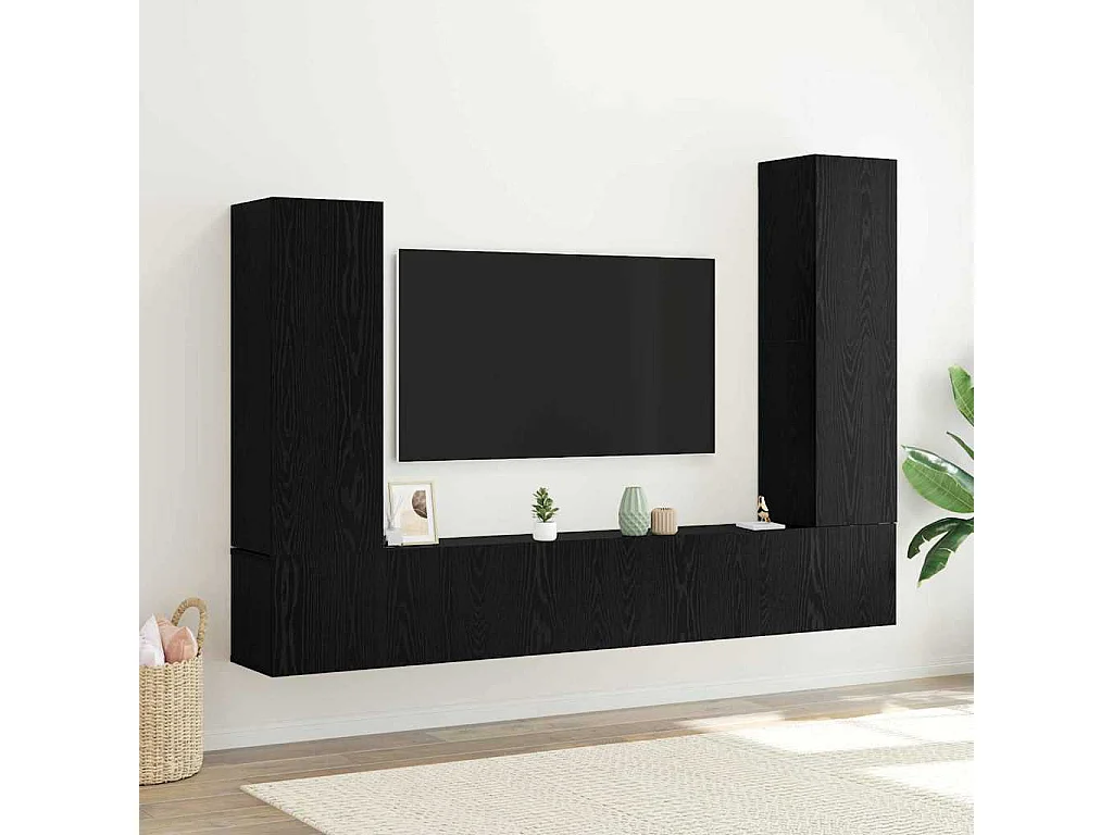 Ensemble meuble TV 4 pièces Chêne noir 30.5 x 30 x 110 cm