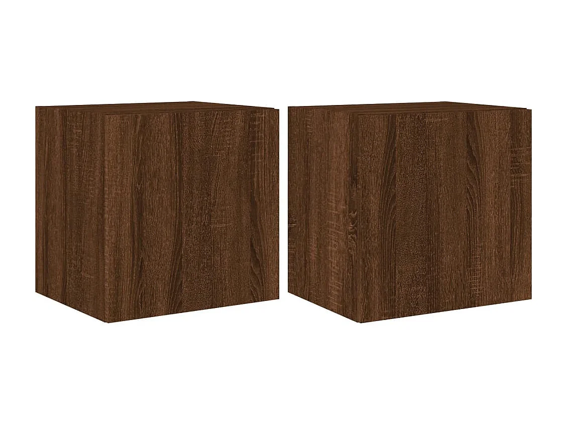 Meubles TV muraux lumières LED 2 pièces chêne marron 40,5x35x40 cm