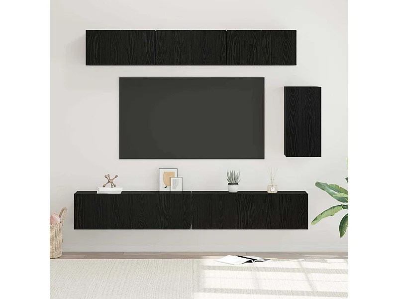 Conjunto de móvel de TV 6 peças Carvalho preto 100 x 30 x 30 cm