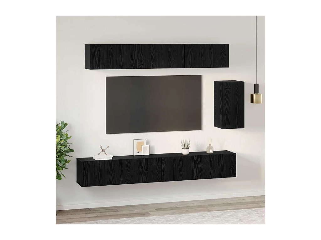 Ensemble meuble TV 6 pièces Chêne noir 100 x 30 x 30 cm