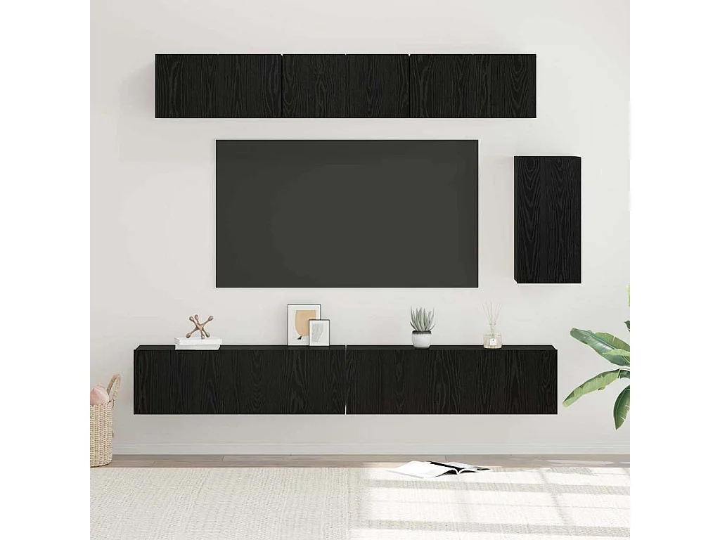 Ensemble meuble TV 6 pièces Chêne noir 100 x 30 x 30 cm