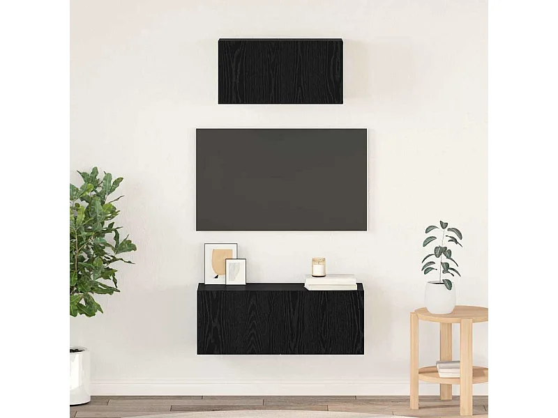 Ensemble meuble TV 2 pièces Chêne noir 80 x 30 x 30 cm
