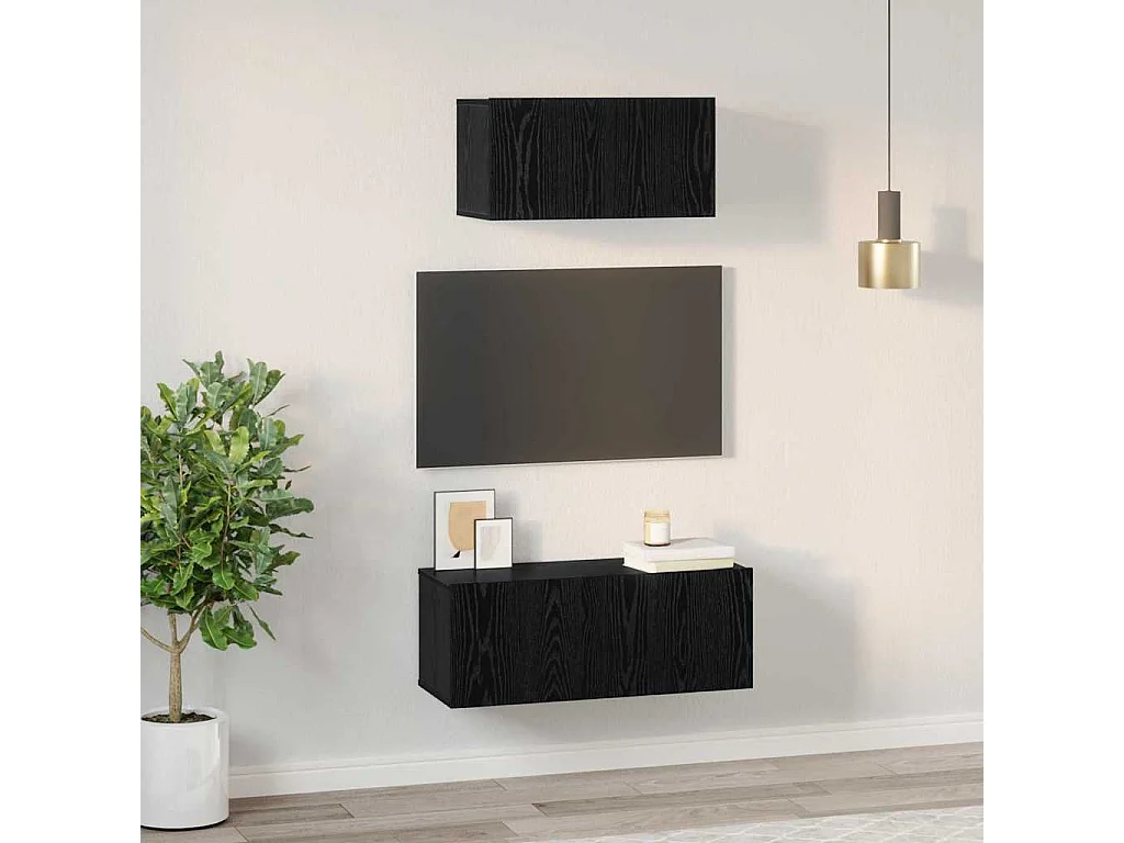 Ensemble meuble TV 2 pièces Chêne noir 80 x 30 x 30 cm