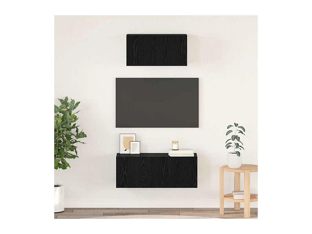 Ensemble meuble TV 2 pièces Chêne noir 80 x 30 x 30 cm