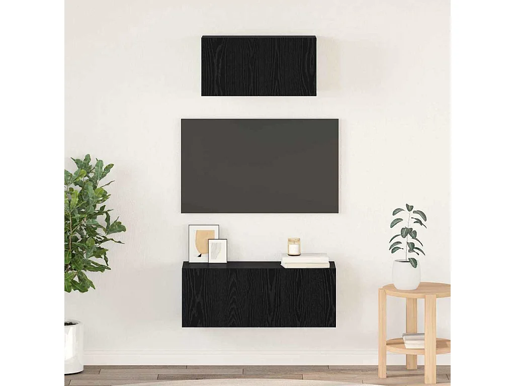 Conjunto de mueble de TV 2 pcs Roble negro 80 x 30 x 30 cm