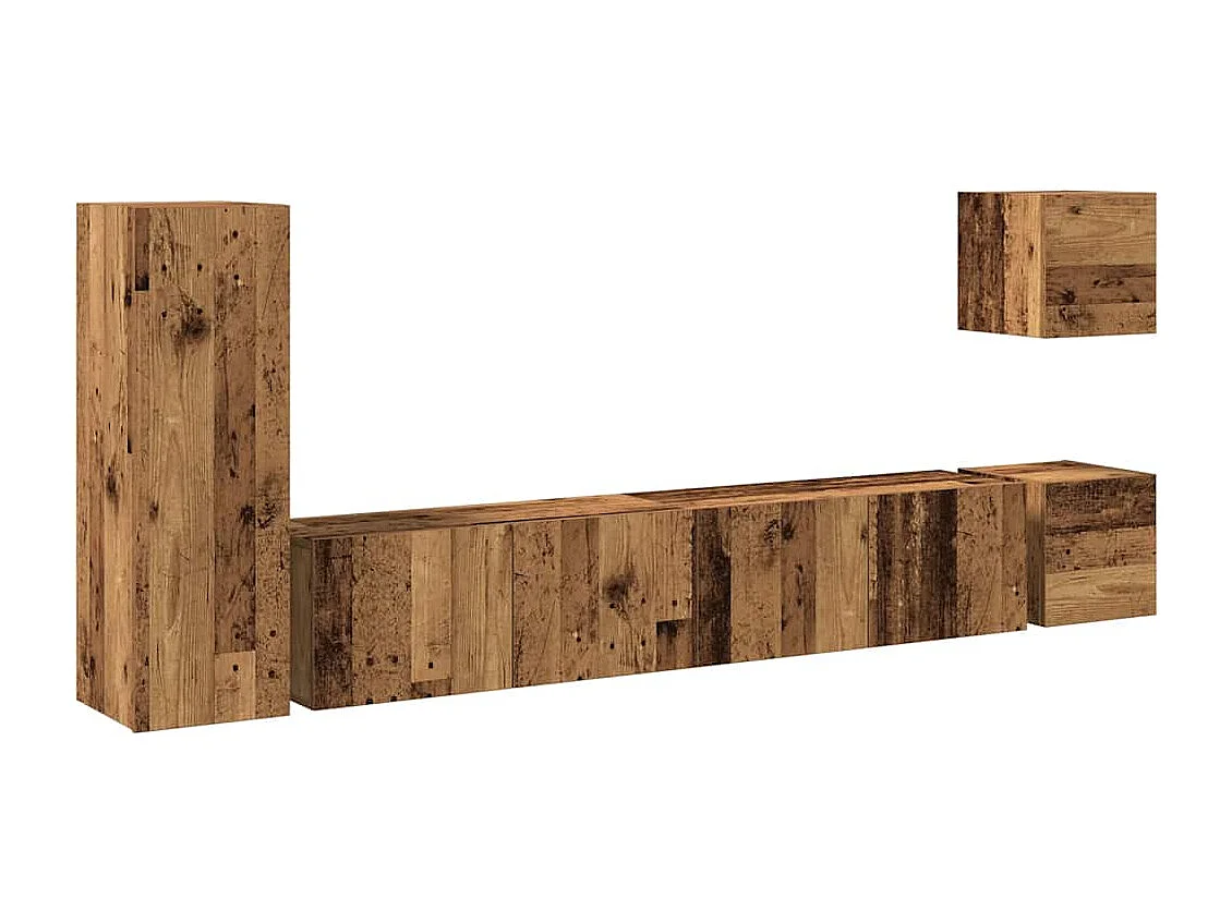 Ensemble de meuble TV mural 5 pièces vieux bois bois d'ingénierie