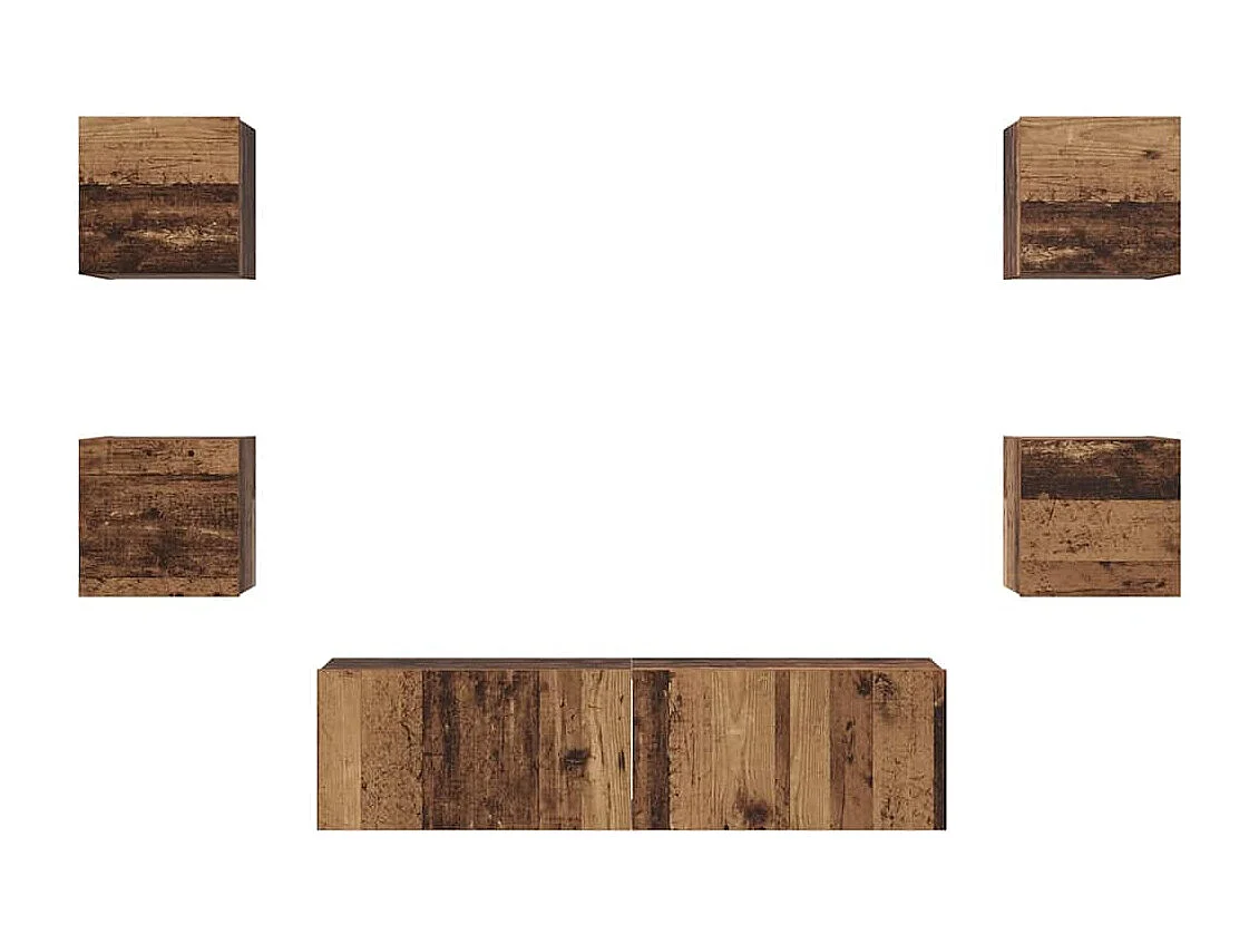 Ensemble meuble TV 6 pièces Bois ancien Moyen 120 x 30 x 30 cm