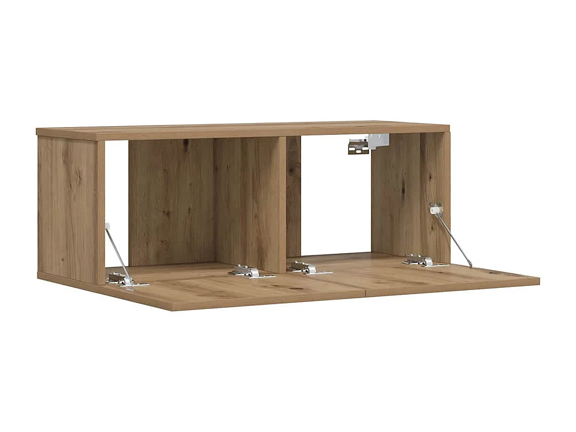 Meuble TV mural chêne artisanal 80x30x30 cm bois d'ingénierie