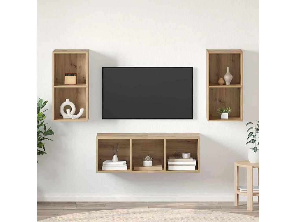 Conjunto de mueble de TV Roble artisan 37 x 37 x 107 cm