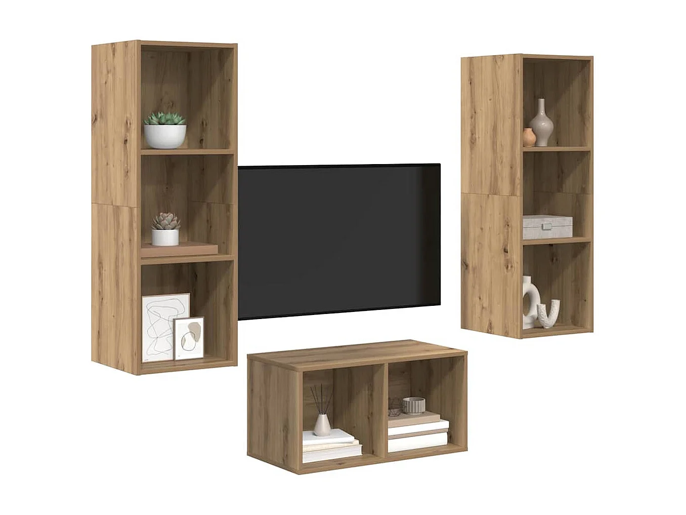 Conjunto de mueble de TV Roble artisan 37 x 37 x 107 cm