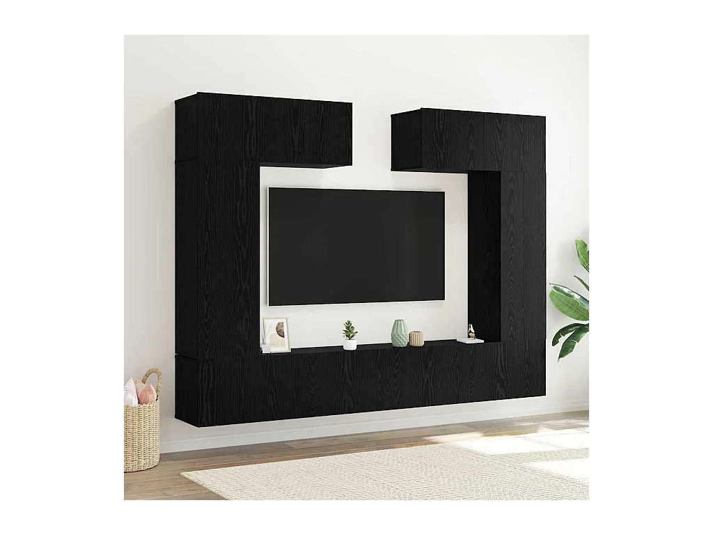 Ensemble meuble TV 6 pièces Chêne noir 100 x 30 x 30 cm