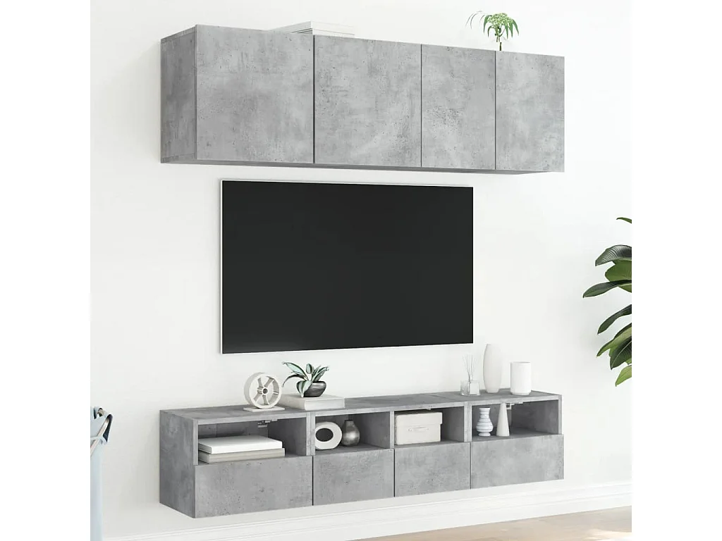 Meubles TV muraux 2 pièces gris béton 40x30x30cm bois d'ingénierie
