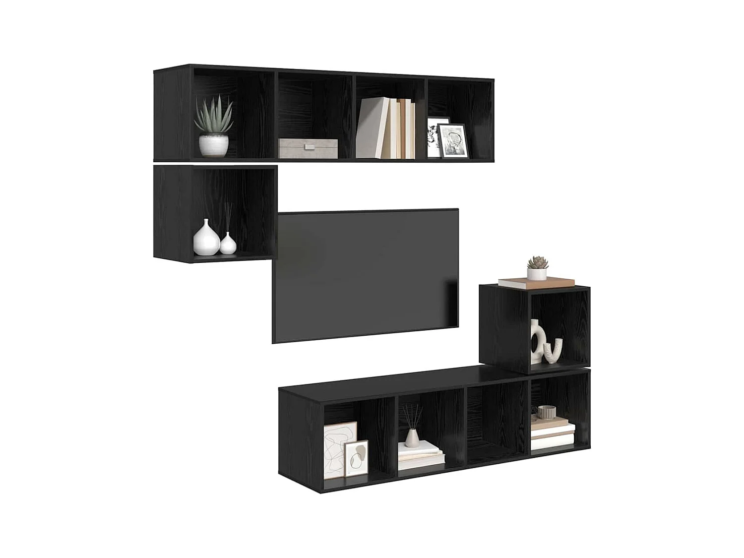 Ensemble meuble TV 4 pièces Chêne noir 37 x 37 x 142.5 cm