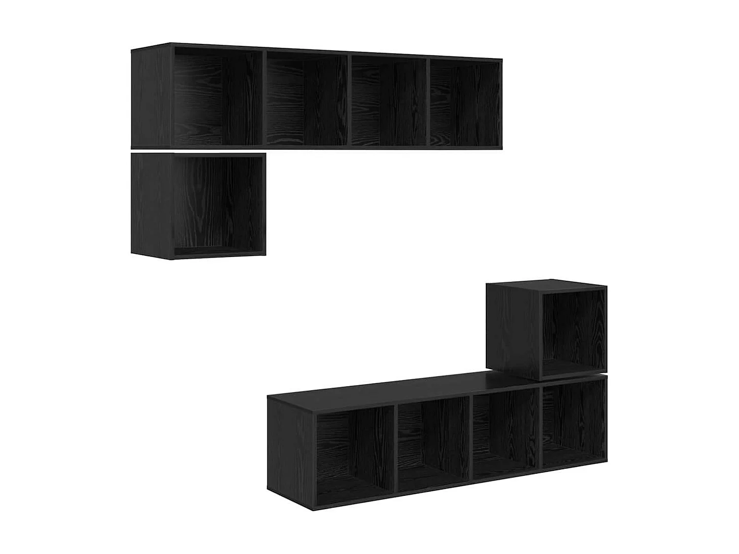 Ensemble meuble TV 4 pièces Chêne noir 37 x 37 x 142.5 cm