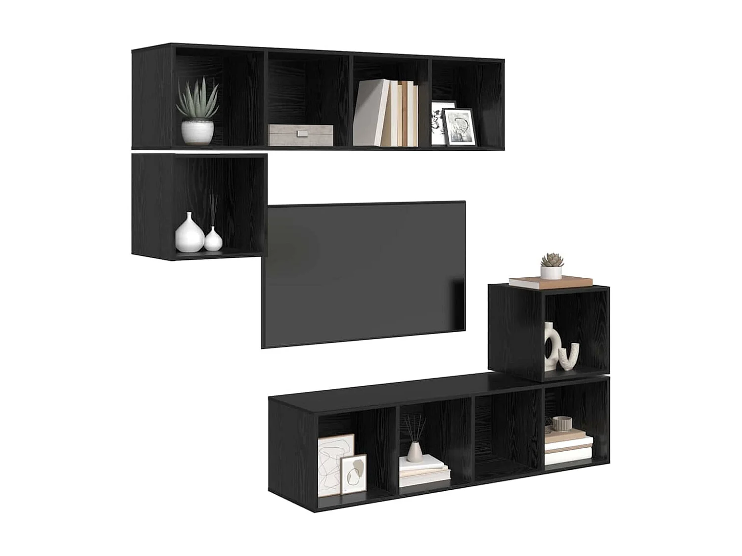 Ensemble meuble TV 4 pièces Chêne noir 37 x 37 x 142.5 cm