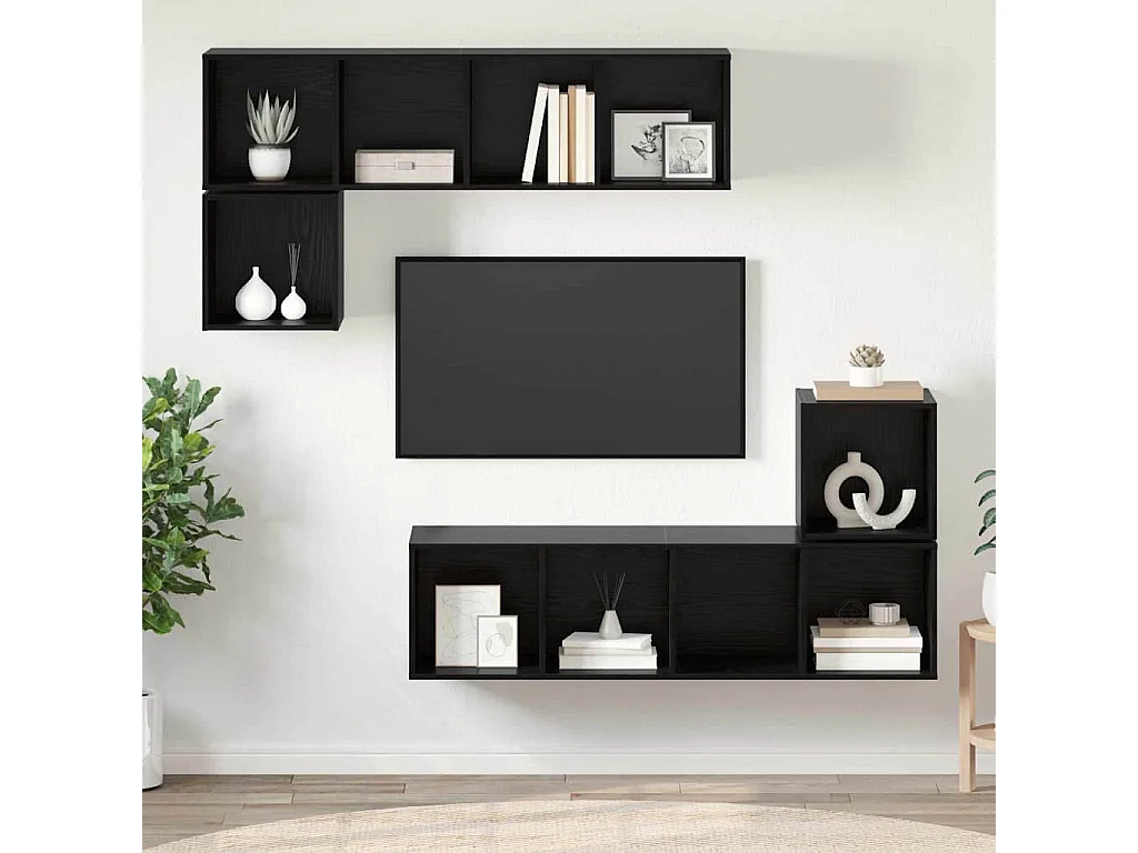 Ensemble meuble TV 4 pièces Chêne noir 37 x 37 x 142.5 cm