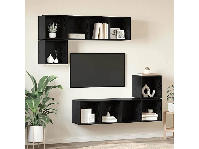 Ensemble meuble TV 4 pièces Chêne noir 37 x 37 x 142.5 cm