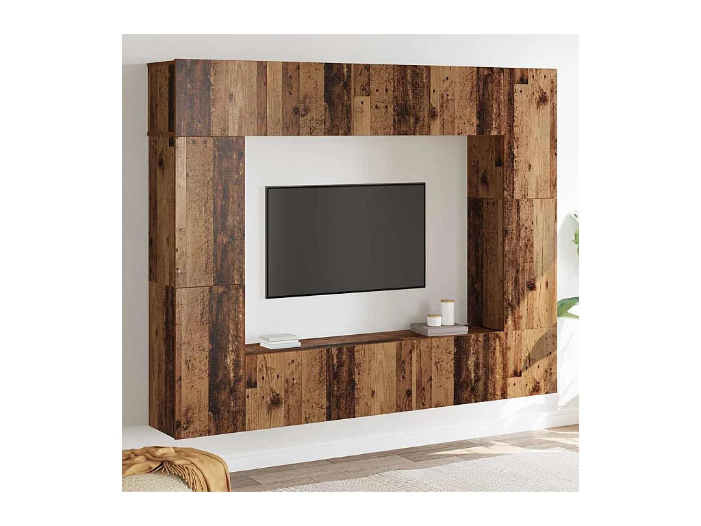 Conjunto de mueble de TV 8 pcs Madera vieja 80 x 30 x 30 cm