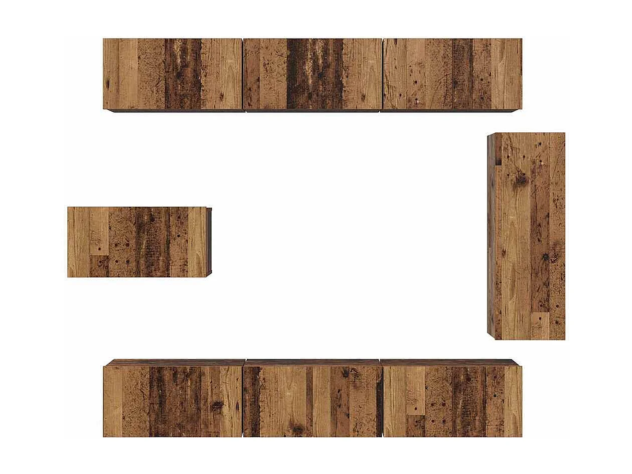 Ensemble meuble TV 8 pièces Bois ancien 30,5 x 30 x 90 cm