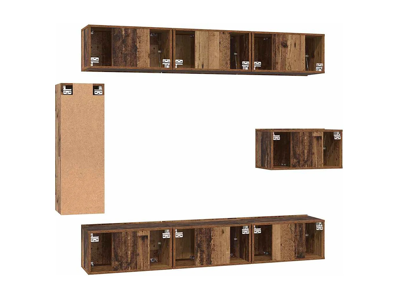 Ensemble meuble TV 8 pièces Bois ancien 30,5 x 30 x 90 cm