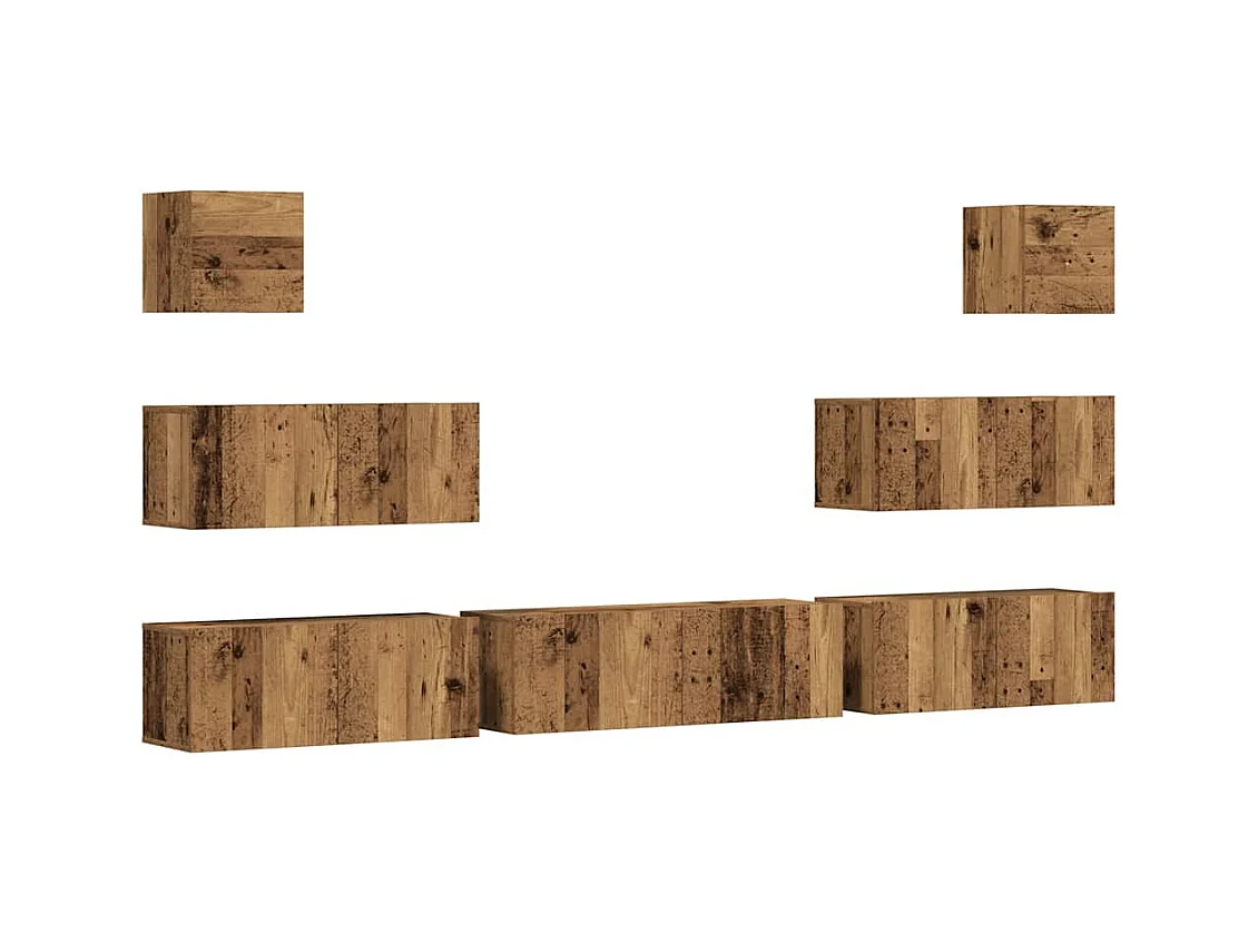 Ensemble de meuble TV mural 7 pièces vieux bois bois d'ingénierie