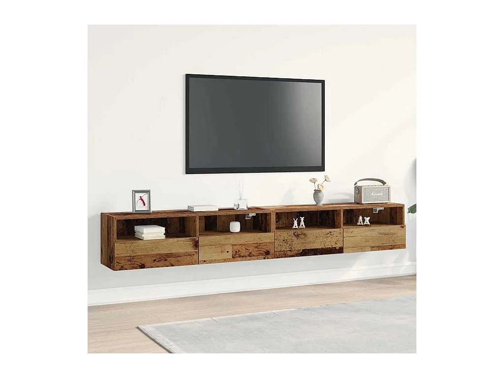 Meuble TV mural 2 pièces Bois Ancien 100 x 30 x 30 cm