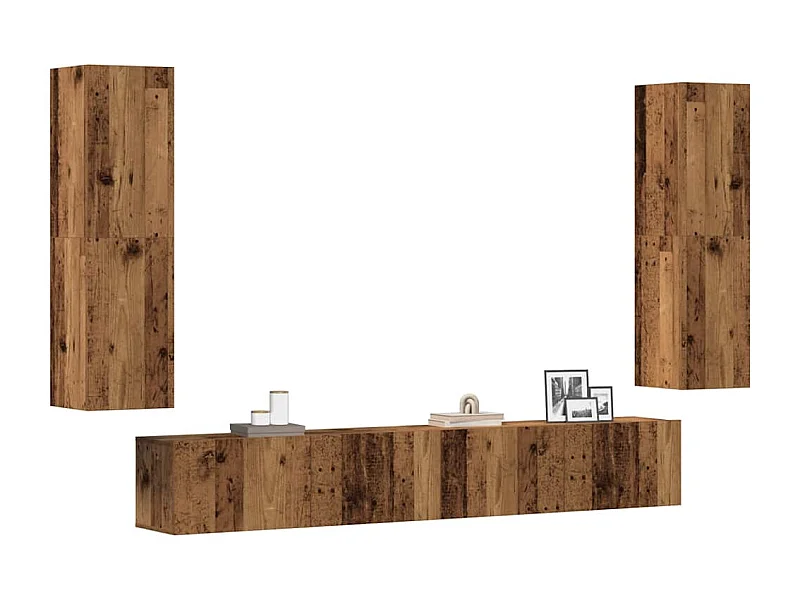 Meubles TV muraux 4 pièces vieux bois bois d'ingénierie