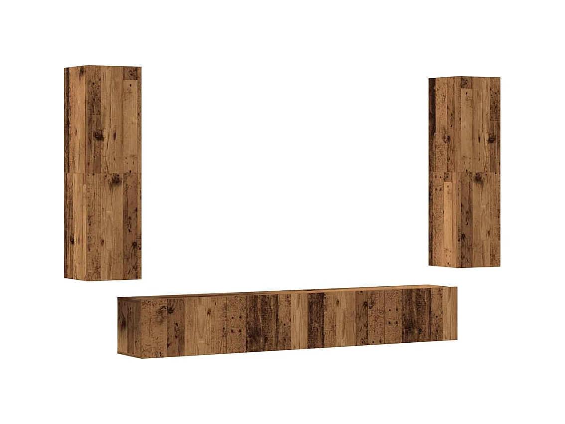 Meubles TV muraux 4 pièces vieux bois bois d'ingénierie