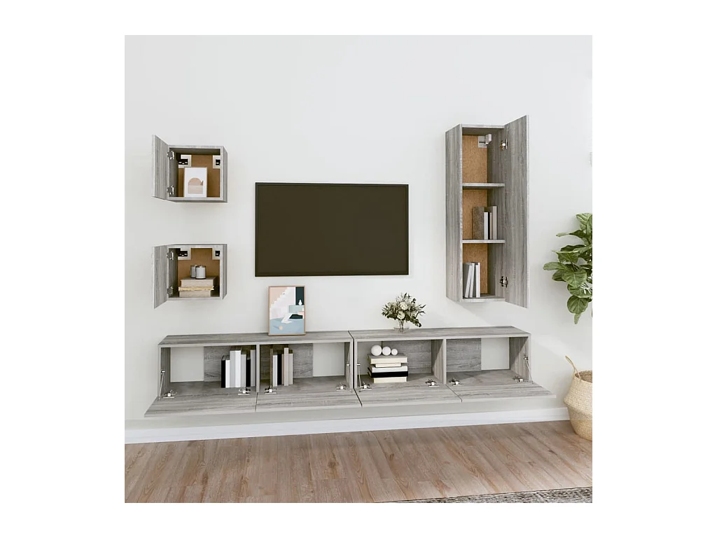 Ensemble de meubles TV 5 pièces Sonoma gris Bois d'ingénierie