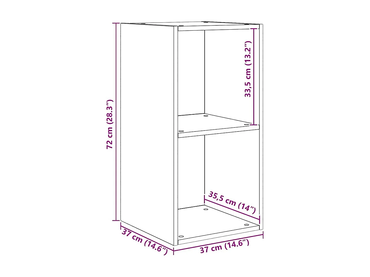 Meuble TV mural 4 pièces chêne artisanal 37 x 37 x 72 cm