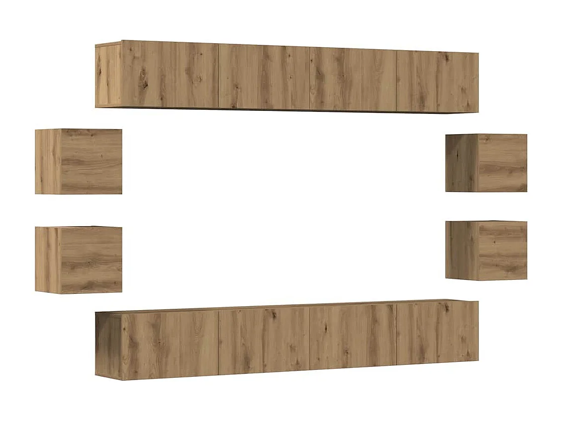 Mueble para TV de pared madera contrachapada artesanal 8 piezas