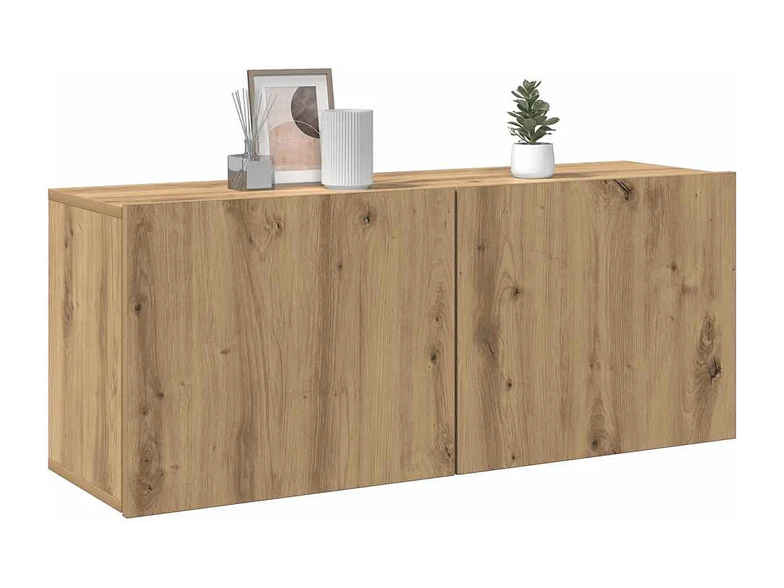 Meuble TV mural chêne artisanal 100x30x41 cm