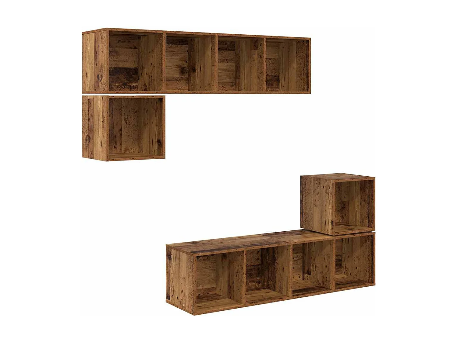 Conjunto de móvel de TV 4 peças Madeira antiga 37 x 37 x 142.5 cm