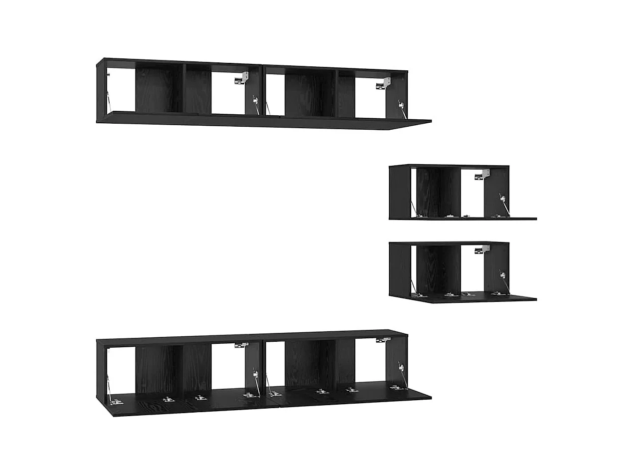 Ensemble meuble TV 6 pièces Chêne noir 80 x 30 x 30 cm