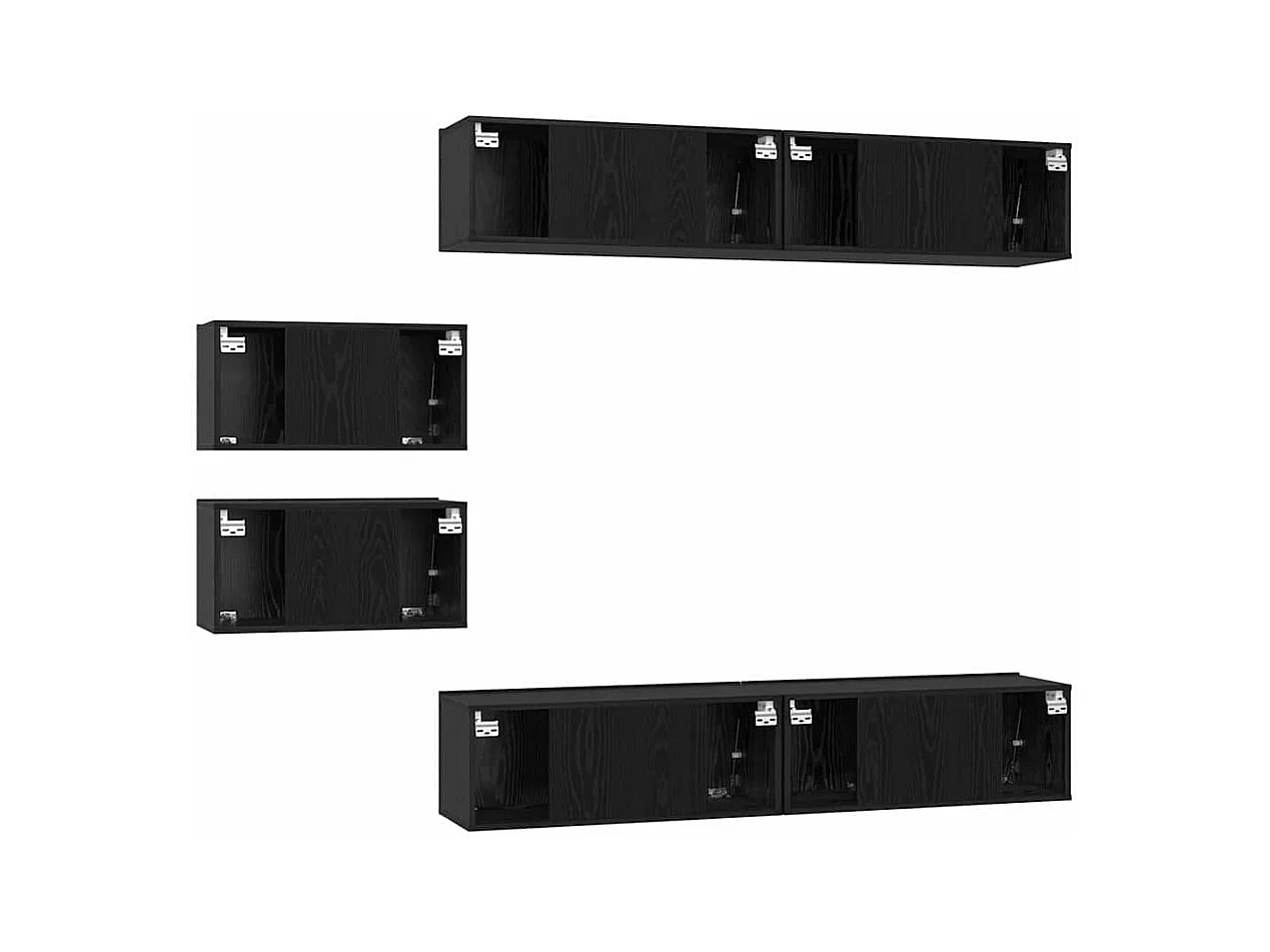 Ensemble meuble TV 6 pièces Chêne noir 80 x 30 x 30 cm