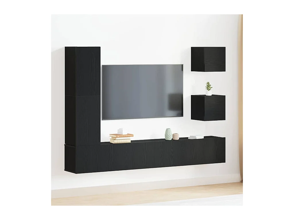 Ensemble de meubles TV 6 pièces Chêne noir 160 x 30 x 30.5 cm
