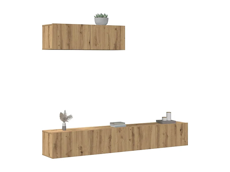 Mueble para TV de pared madera contrachapada artesanal 3 piezas