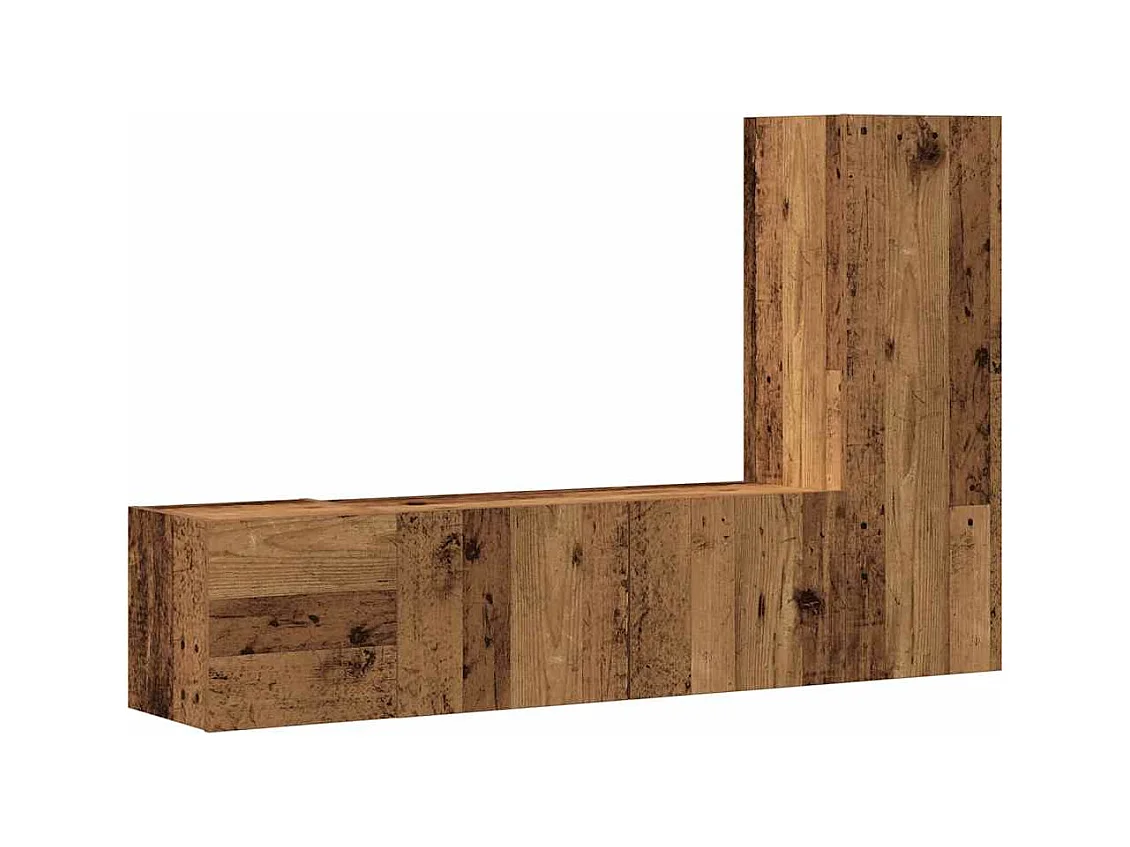 Meubles TV muraux 3 pièces vieux bois bois d'ingénierie