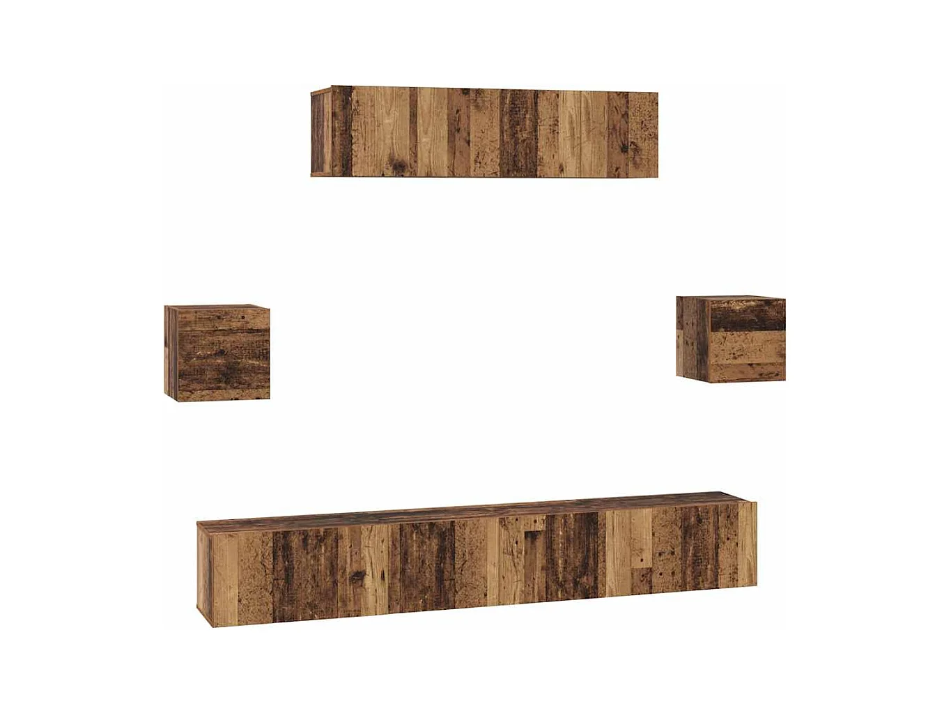 Ensemble meuble TV 7 pièces Bois ancien 80 x 30 x 30 cm