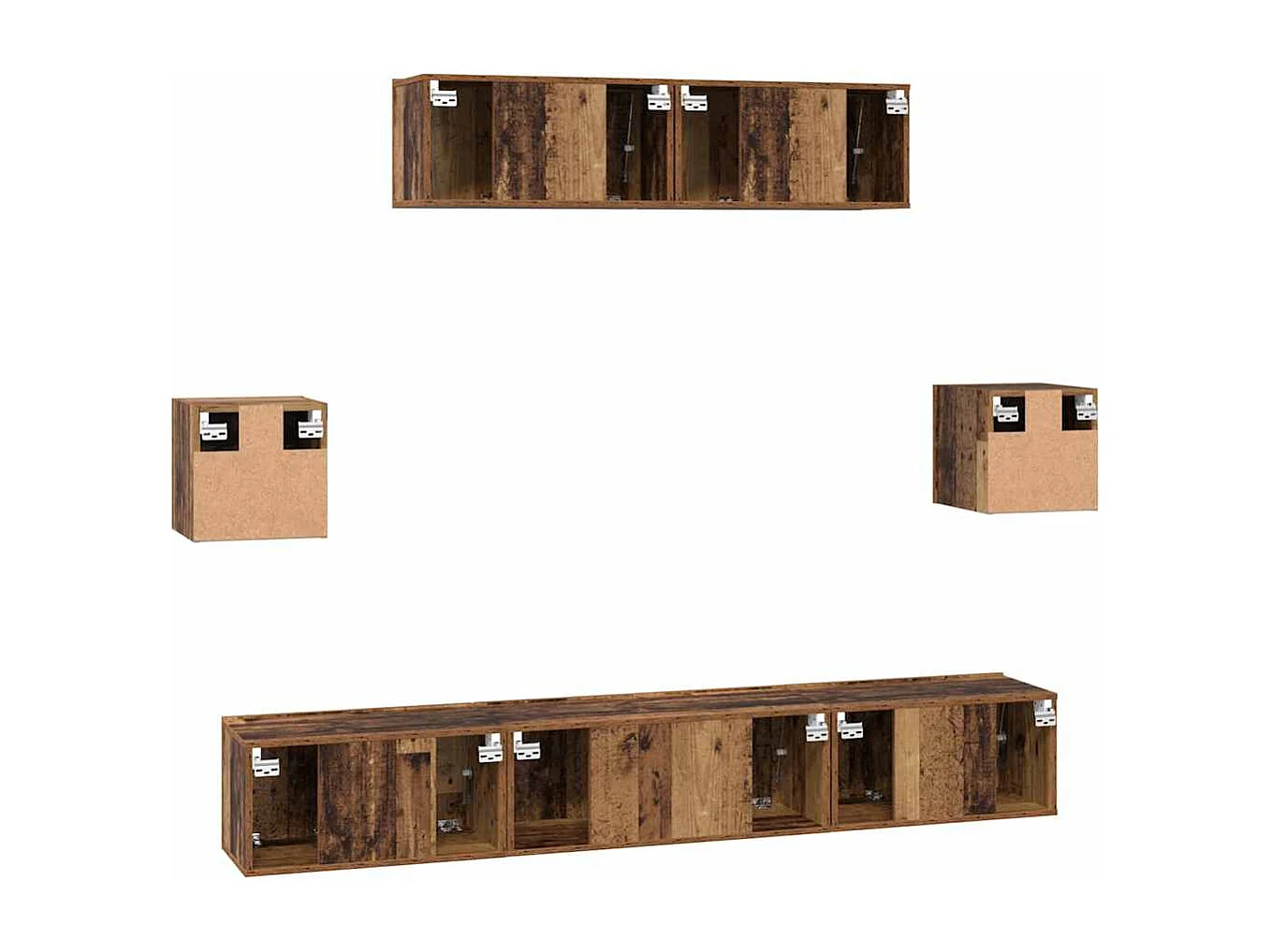 Ensemble meuble TV 7 pièces Bois ancien 80 x 30 x 30 cm