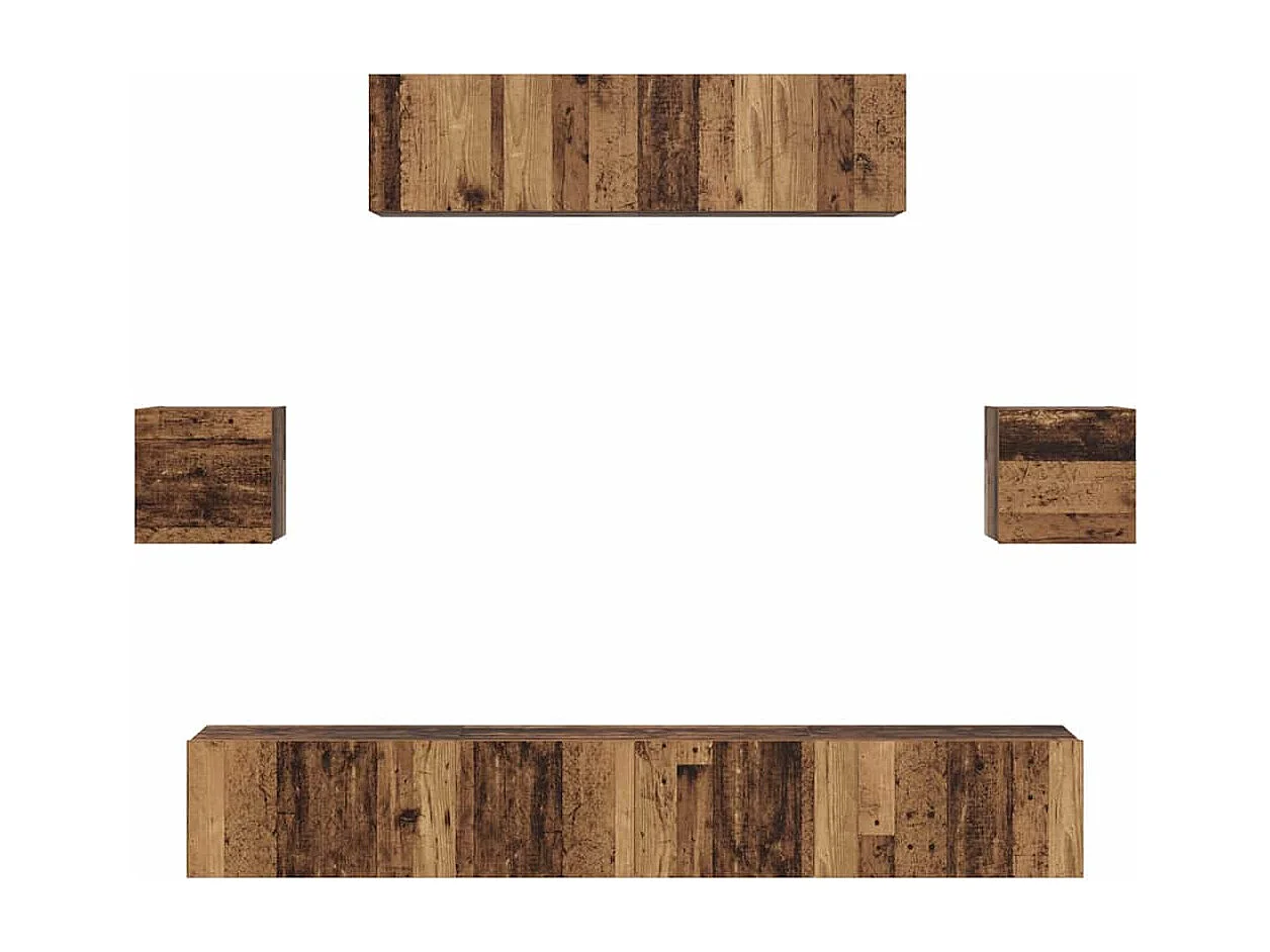 Ensemble meuble TV 7 pièces Bois ancien 80 x 30 x 30 cm