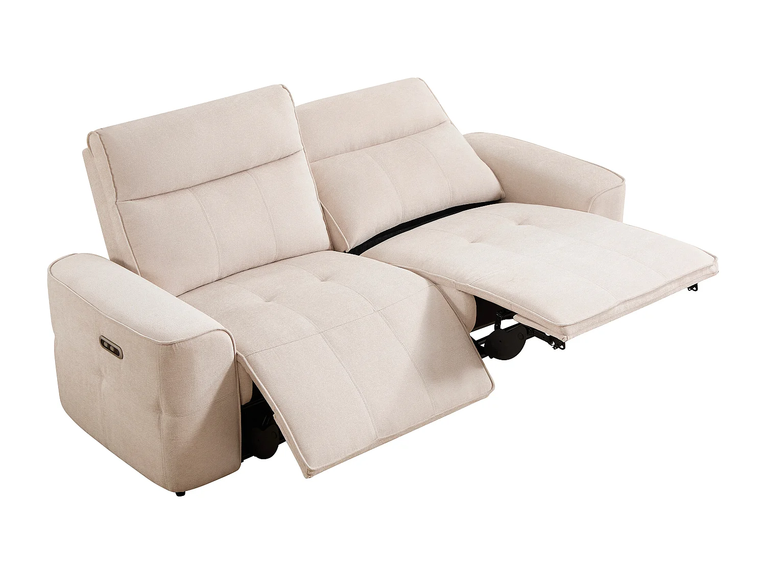 Canapé 3 places relax électrique en tissu chenille beige SCAMOCO