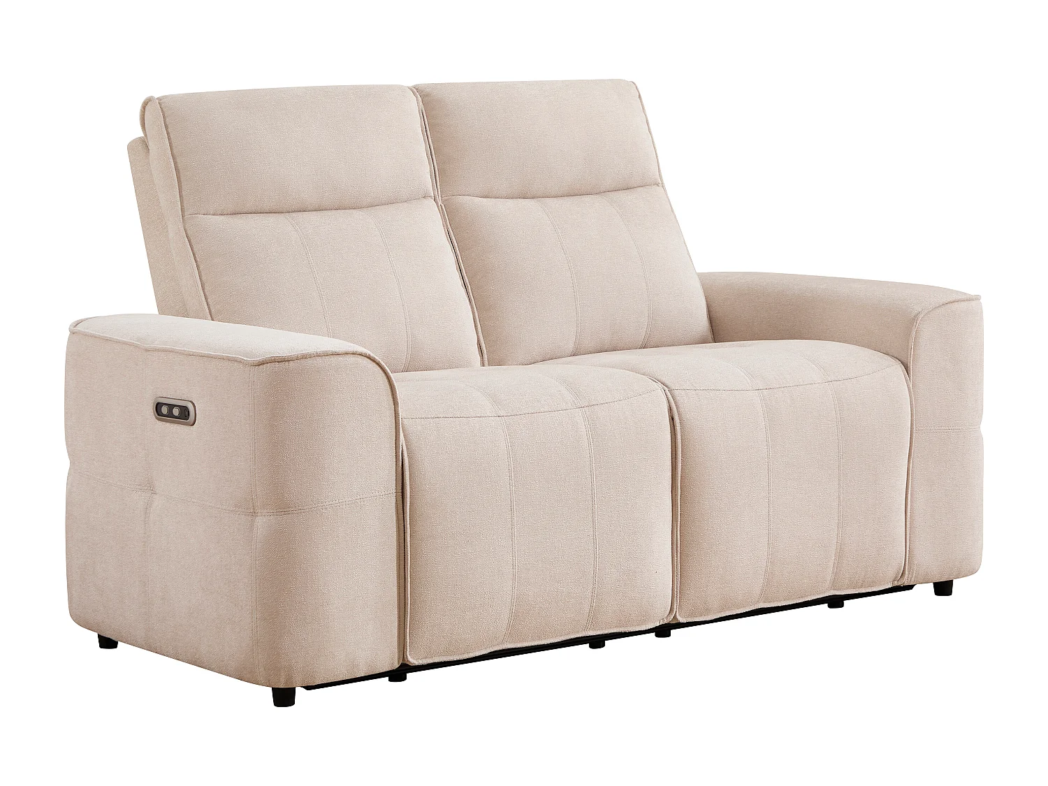 Canapé 2 places relax électrique en tissu chenille beige SCAMOCO