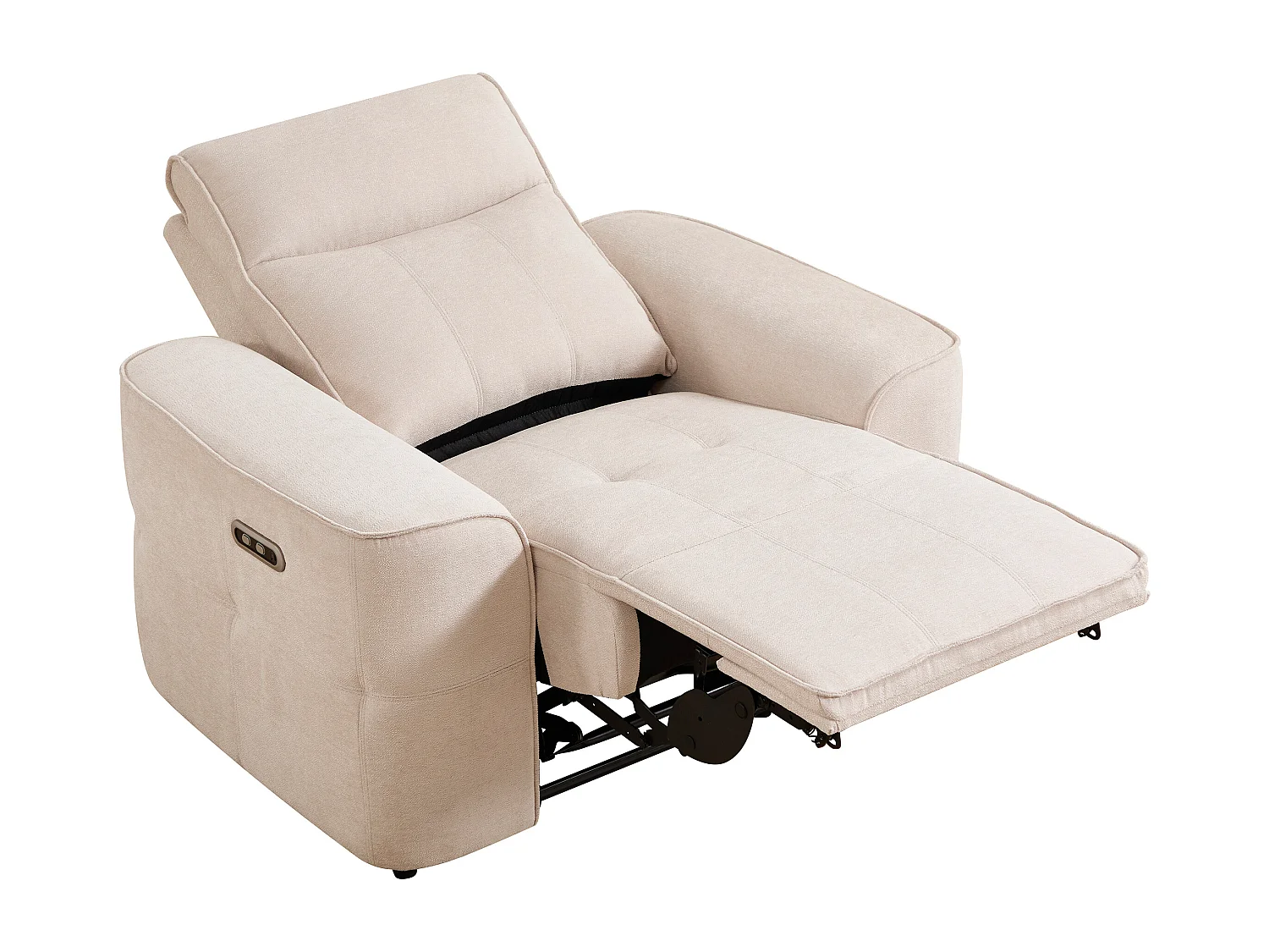 Fauteuil relax électrique en tissu chenille beige SCAMOCO