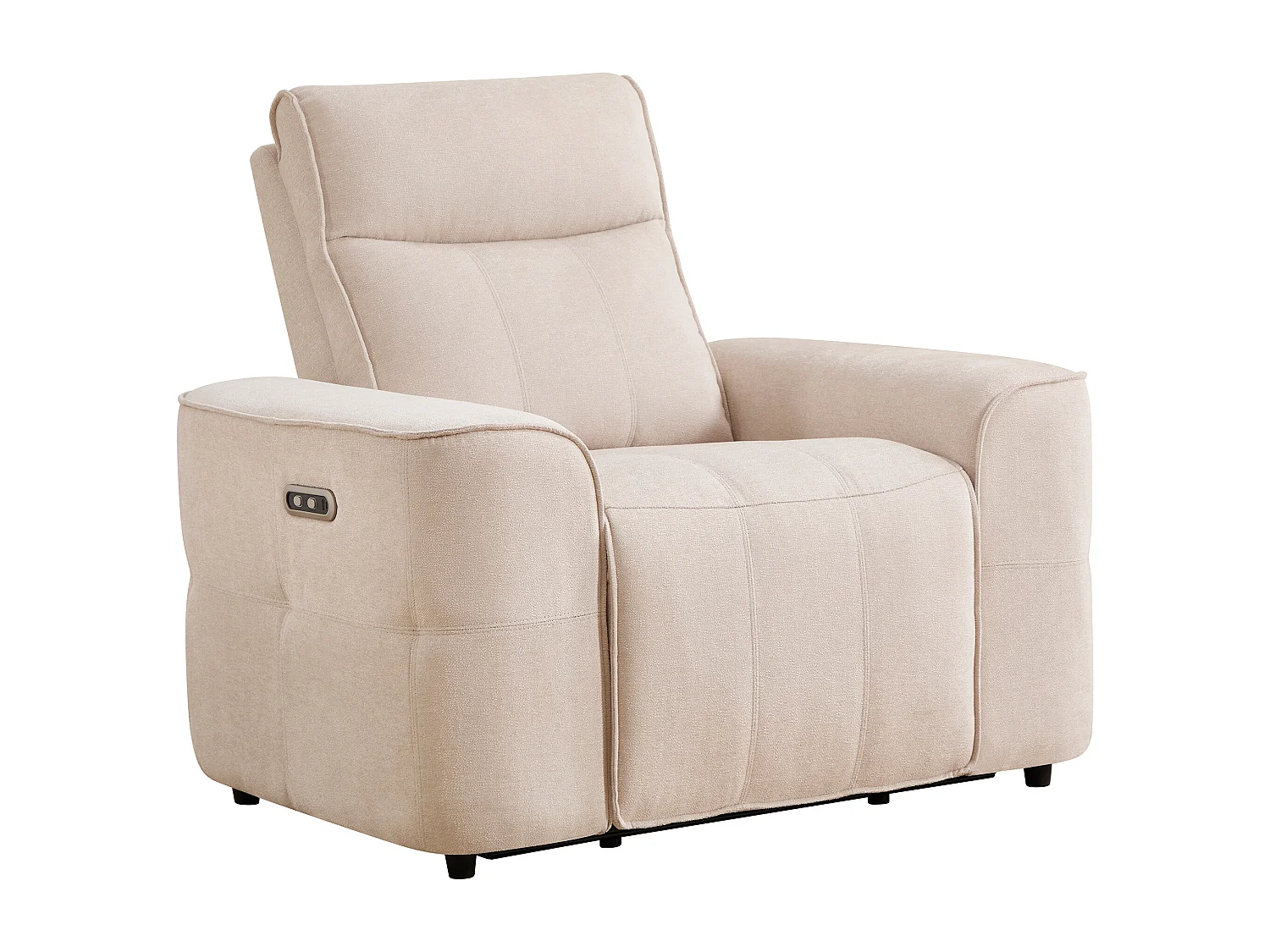 Fauteuil relax électrique en tissu chenille beige SCAMOCO